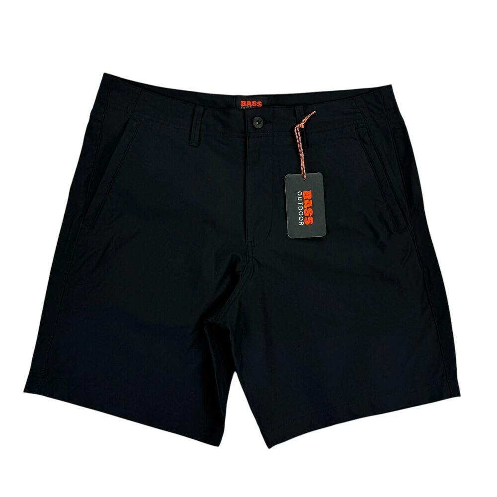 Bass Outdoor Mens Traveler Tech Commuter 8" Everyday Shorts Black Size 32 New